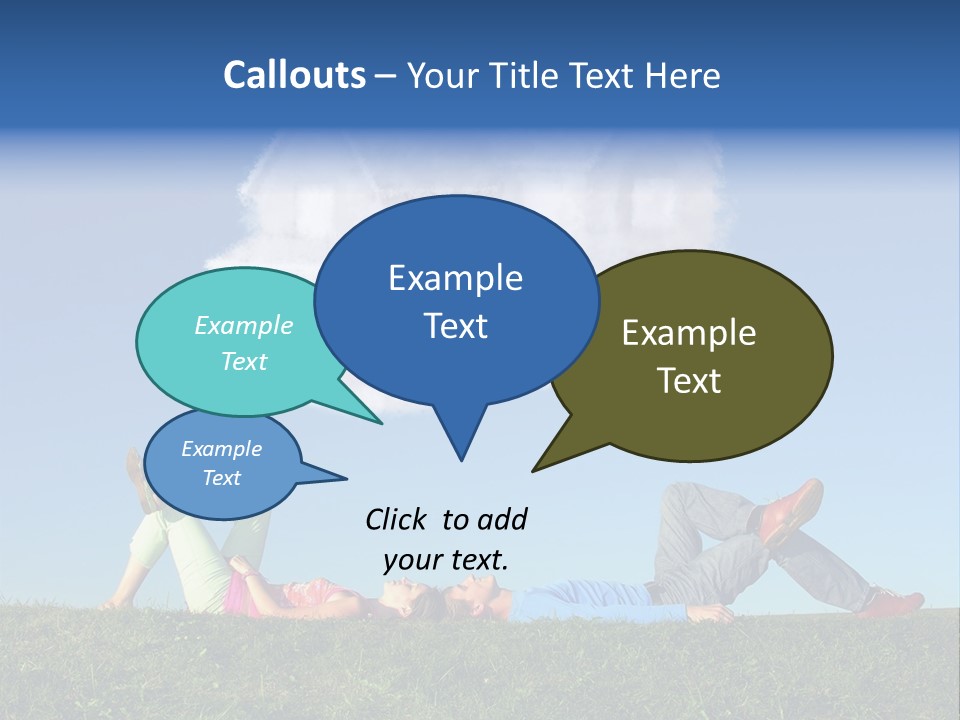 A Man And A Woman Laying On The Grass In Front Of A House PowerPoint Template