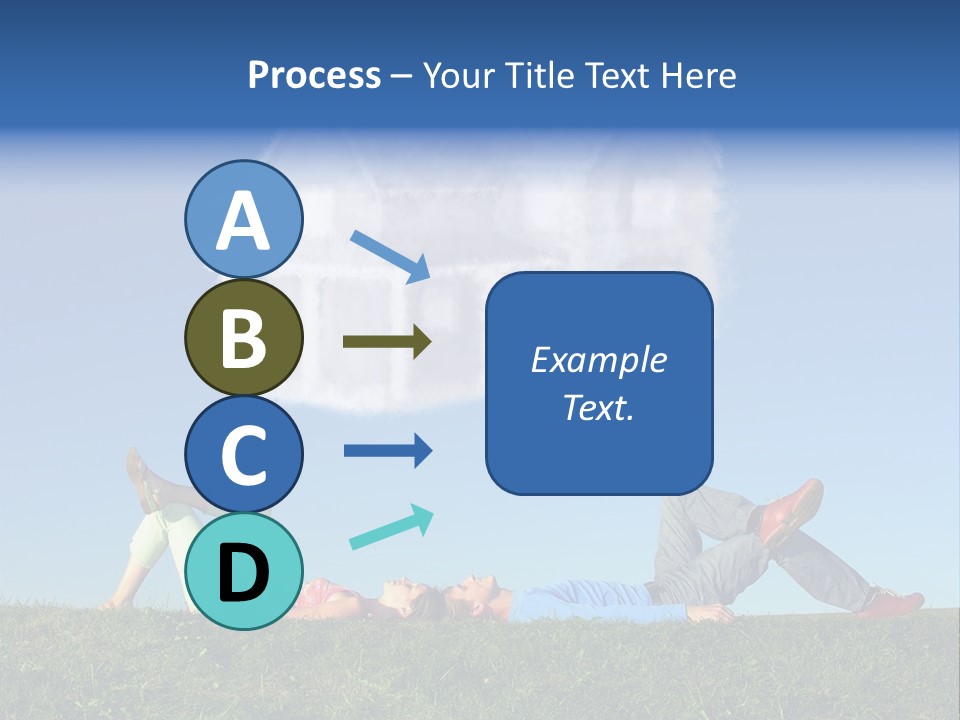 A Man And A Woman Laying On The Grass In Front Of A House PowerPoint Template