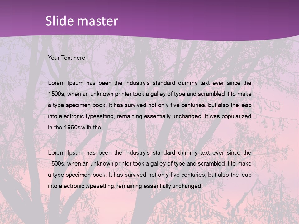 A Tree In The Sunset With A Purple Background PowerPoint Template