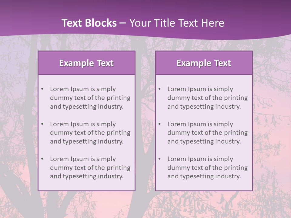 A Tree In The Sunset With A Purple Background PowerPoint Template