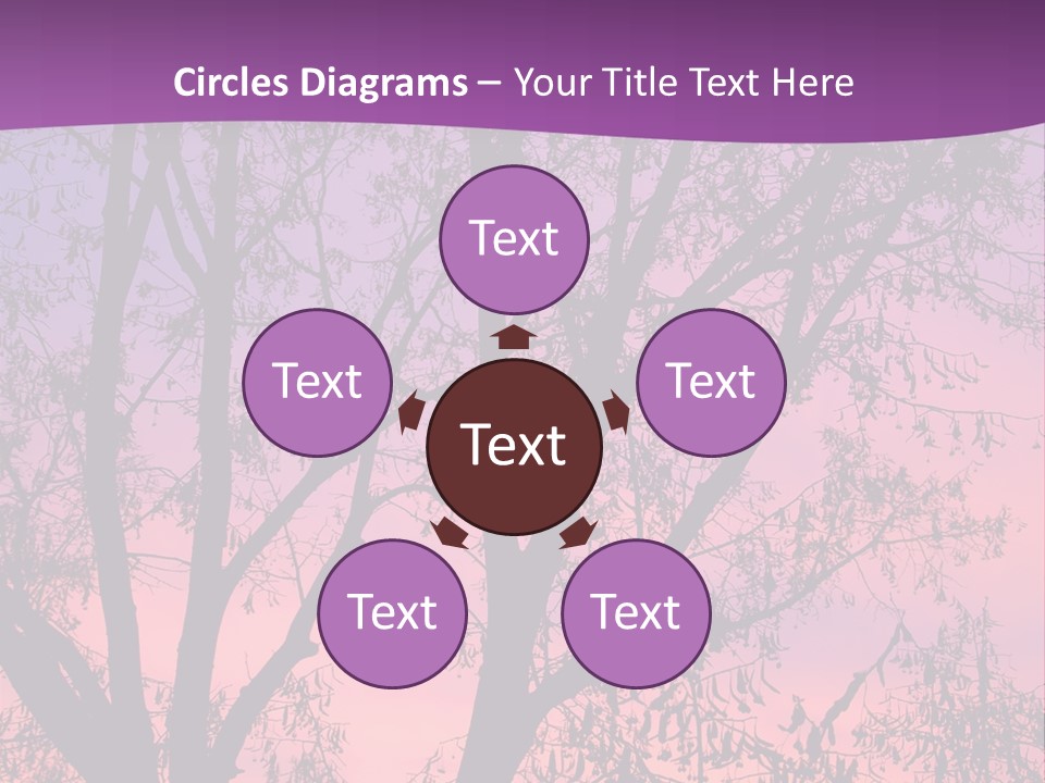 A Tree In The Sunset With A Purple Background PowerPoint Template