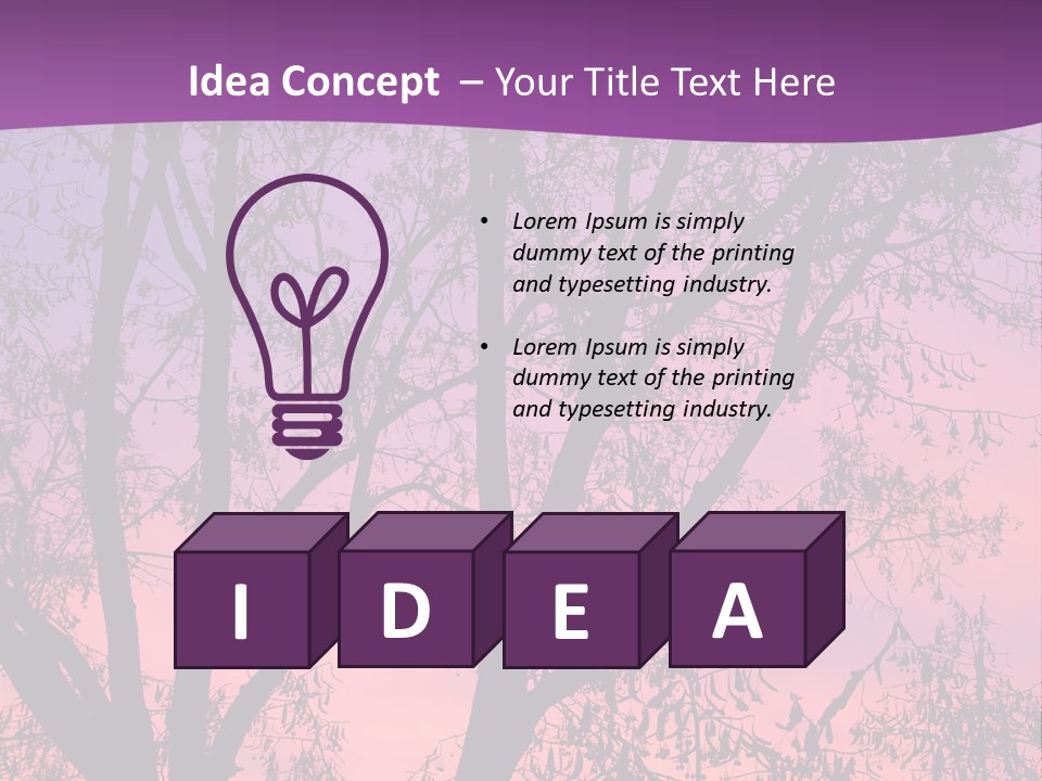A Tree In The Sunset With A Purple Background PowerPoint Template
