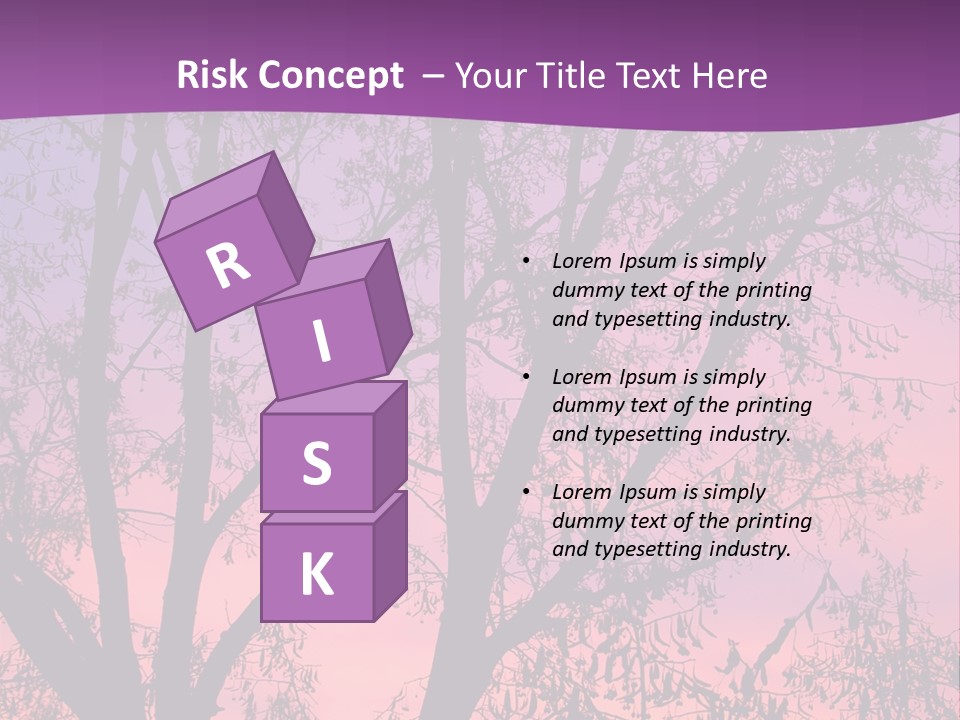 A Tree In The Sunset With A Purple Background PowerPoint Template