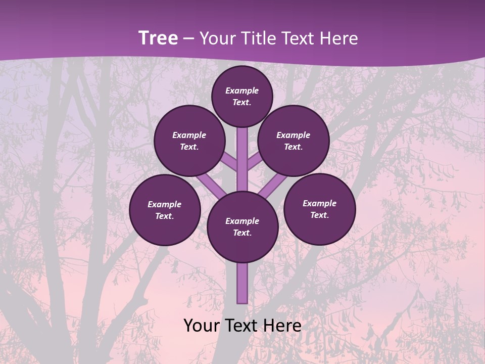 A Tree In The Sunset With A Purple Background PowerPoint Template