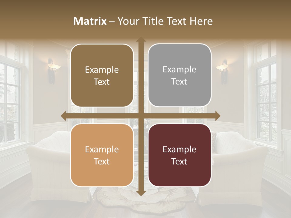 A Living Room Filled With Furniture And Windows PowerPoint Template