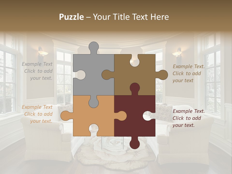 A Living Room Filled With Furniture And Windows PowerPoint Template