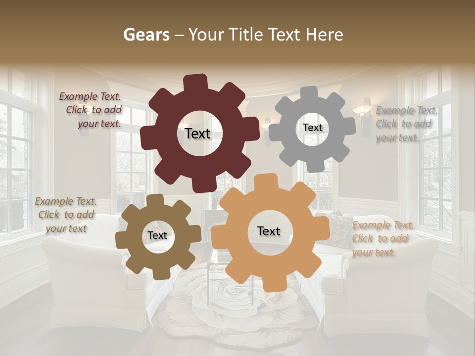 A Living Room Filled With Furniture And Windows PowerPoint Template