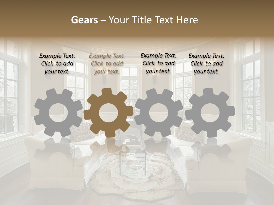 A Living Room Filled With Furniture And Windows PowerPoint Template