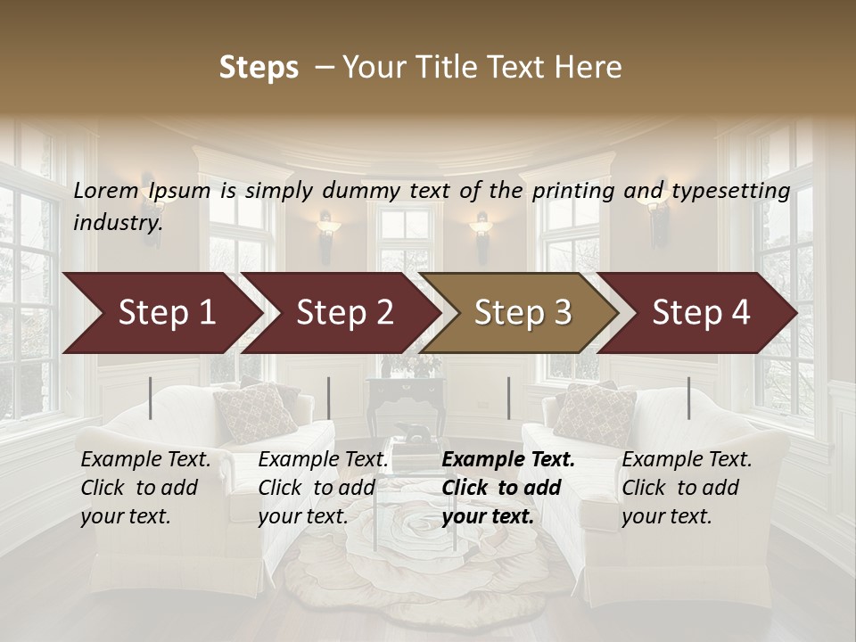 A Living Room Filled With Furniture And Windows PowerPoint Template