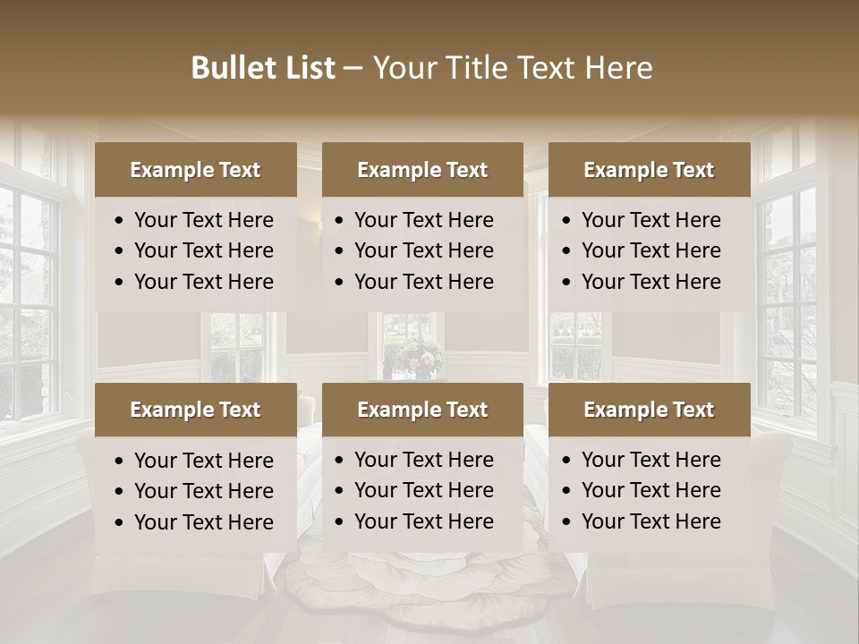A Living Room Filled With Furniture And Windows PowerPoint Template