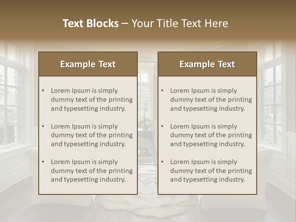 A Living Room Filled With Furniture And Windows PowerPoint Template