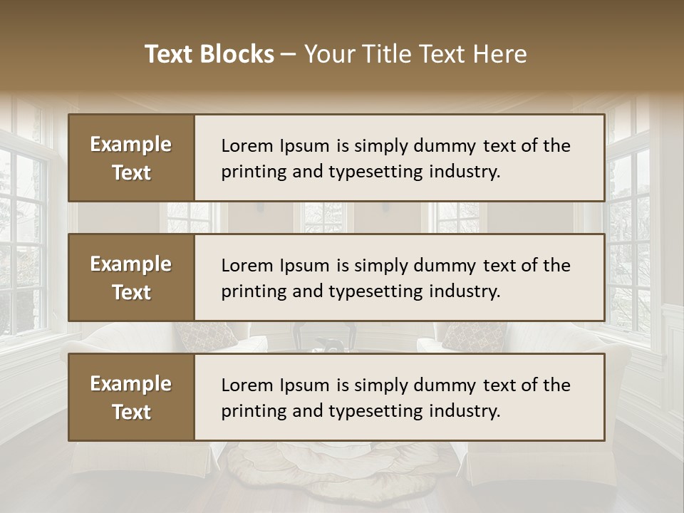 A Living Room Filled With Furniture And Windows PowerPoint Template