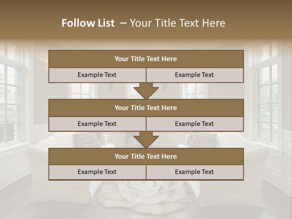 A Living Room Filled With Furniture And Windows PowerPoint Template