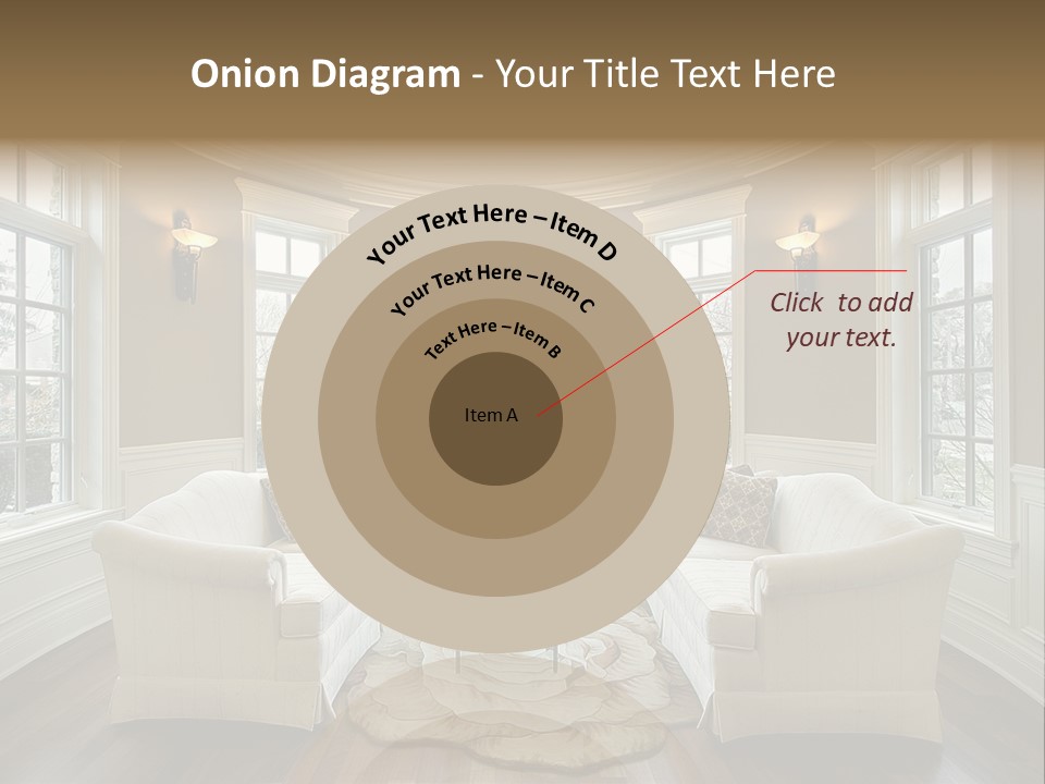 A Living Room Filled With Furniture And Windows PowerPoint Template