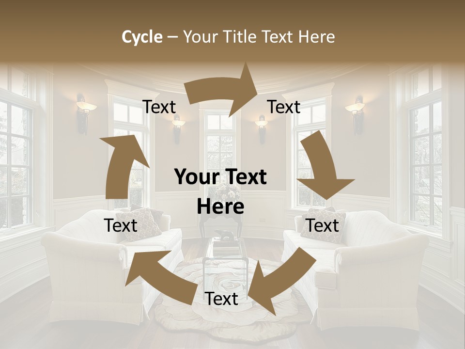 A Living Room Filled With Furniture And Windows PowerPoint Template