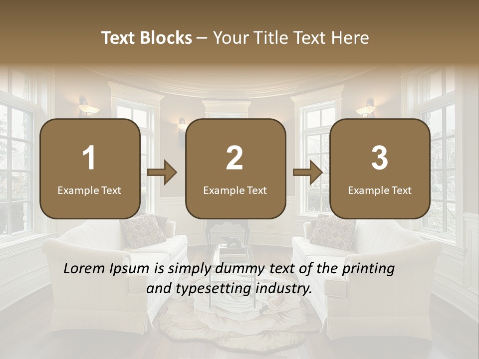 A Living Room Filled With Furniture And Windows PowerPoint Template
