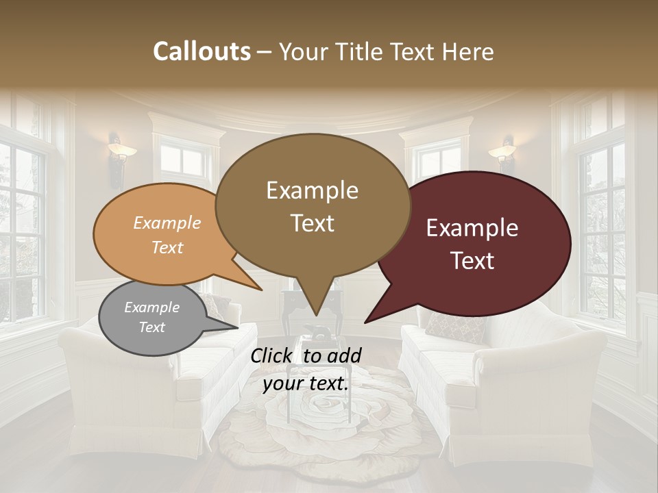A Living Room Filled With Furniture And Windows PowerPoint Template