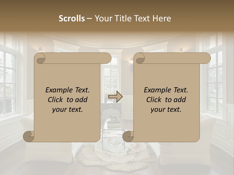 A Living Room Filled With Furniture And Windows PowerPoint Template