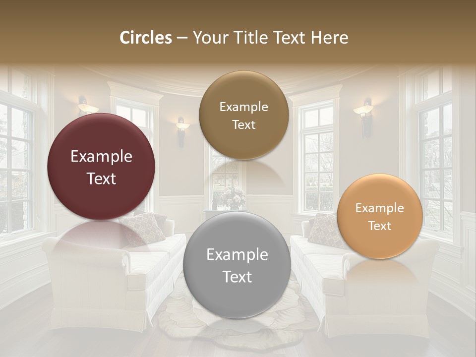 A Living Room Filled With Furniture And Windows PowerPoint Template