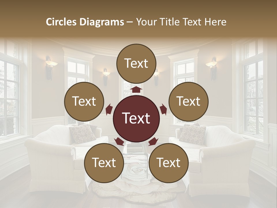 A Living Room Filled With Furniture And Windows PowerPoint Template