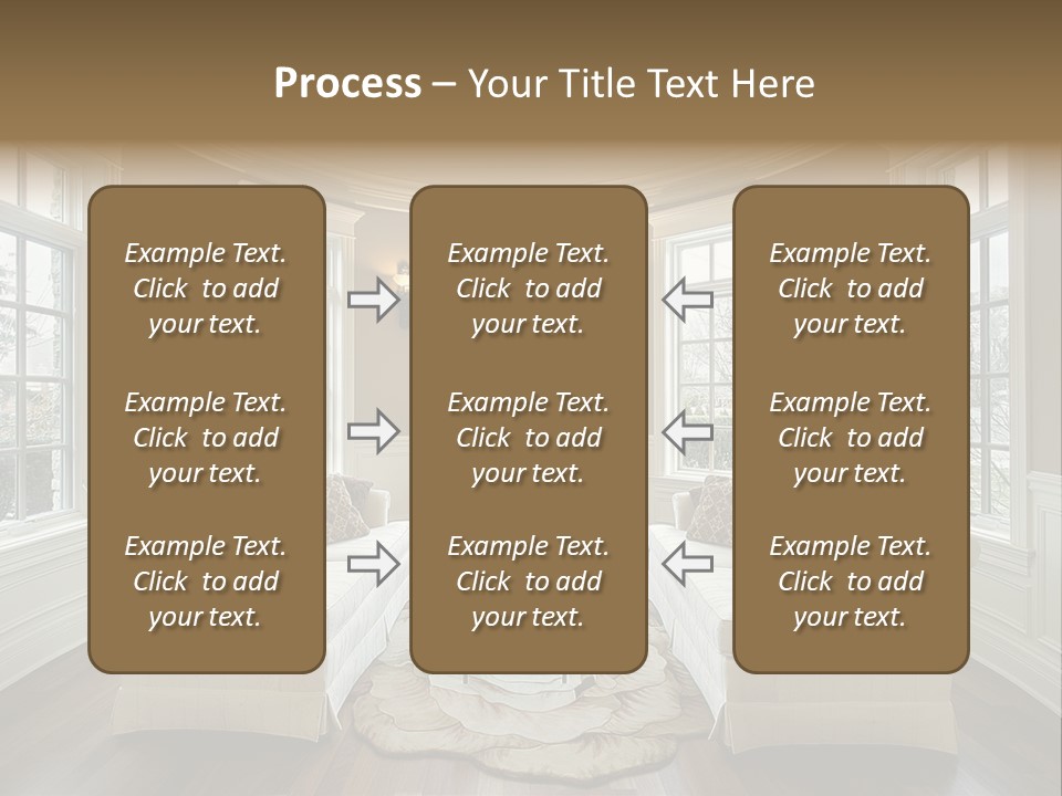 A Living Room Filled With Furniture And Windows PowerPoint Template