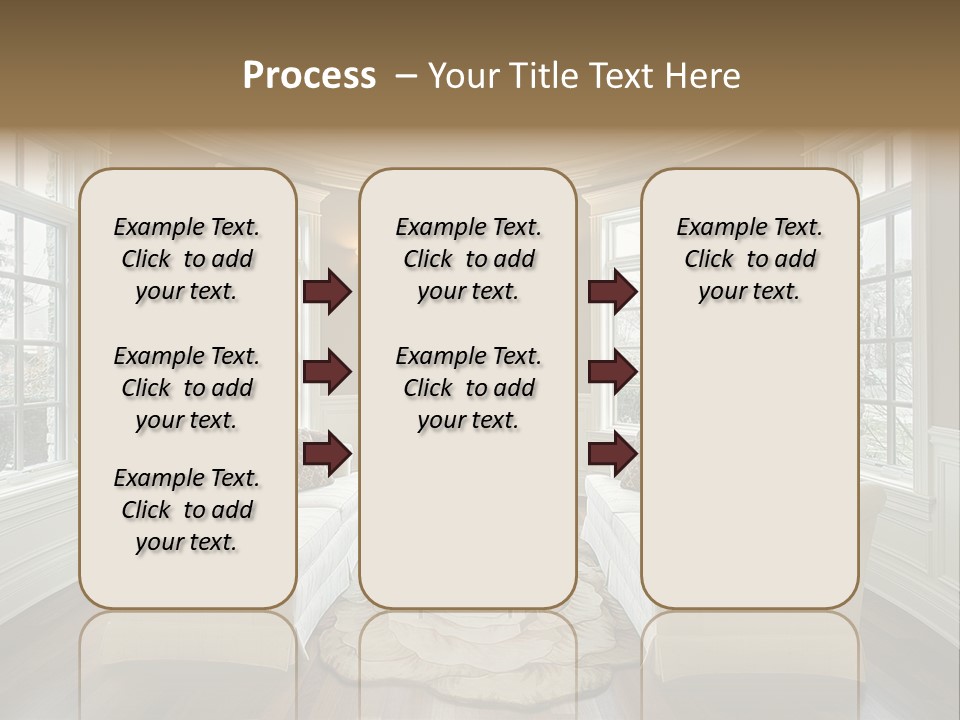 A Living Room Filled With Furniture And Windows PowerPoint Template