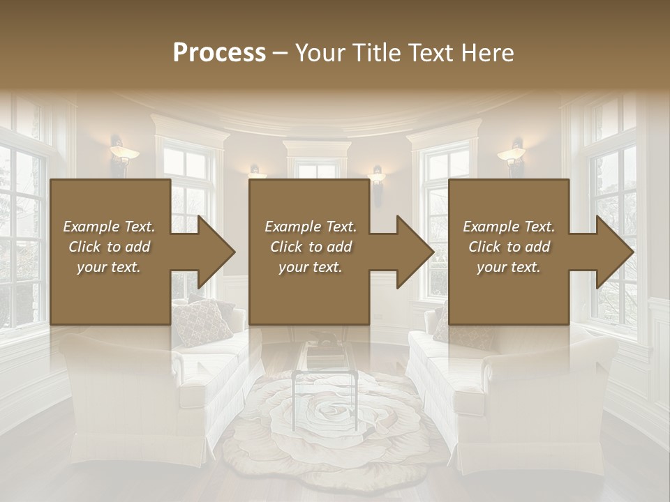 A Living Room Filled With Furniture And Windows PowerPoint Template
