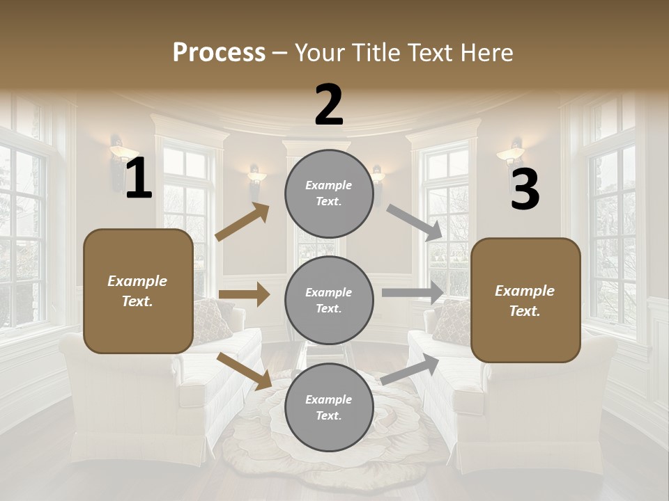 A Living Room Filled With Furniture And Windows PowerPoint Template
