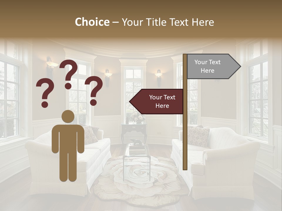 A Living Room Filled With Furniture And Windows PowerPoint Template