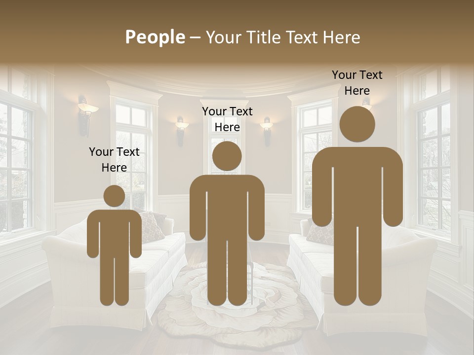 A Living Room Filled With Furniture And Windows PowerPoint Template