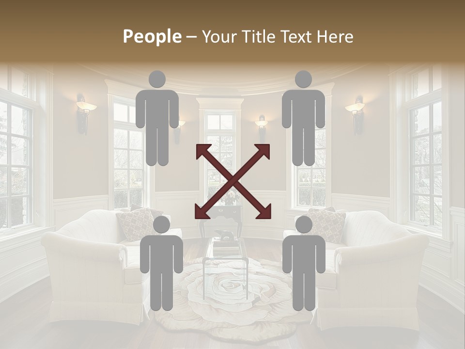 A Living Room Filled With Furniture And Windows PowerPoint Template