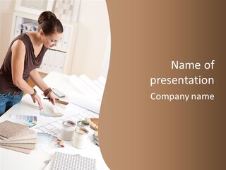 Interior Designer Woman Decorating PowerPoint Template