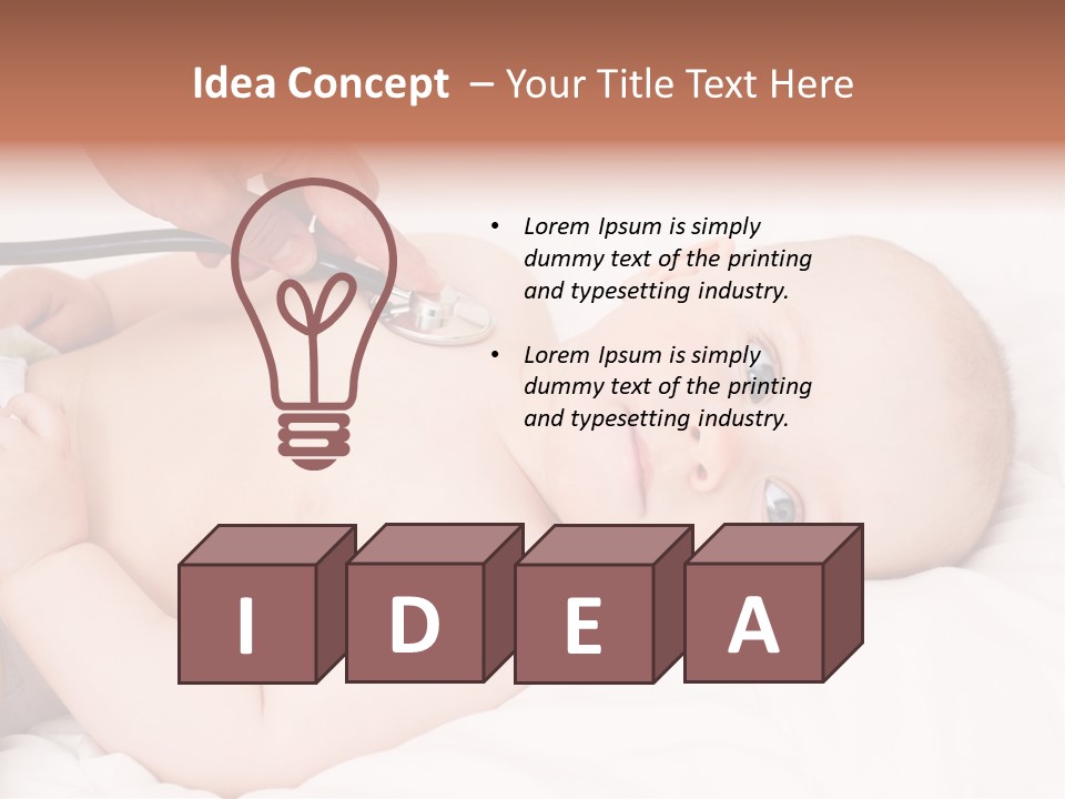 A Baby Being Examined By A Doctor With A Stethoscope PowerPoint Template