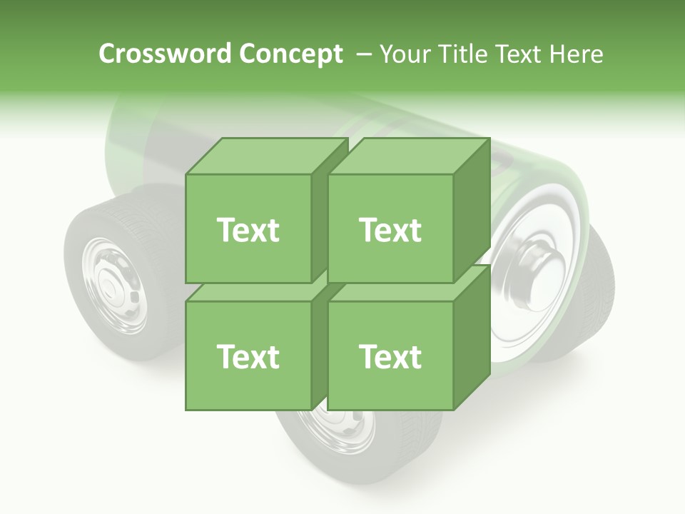 A Green Battery On Wheels With A White Background PowerPoint Template