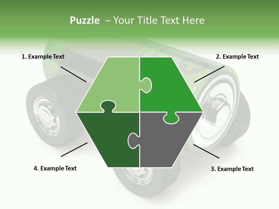 A Green Battery On Wheels With A White Background PowerPoint Template