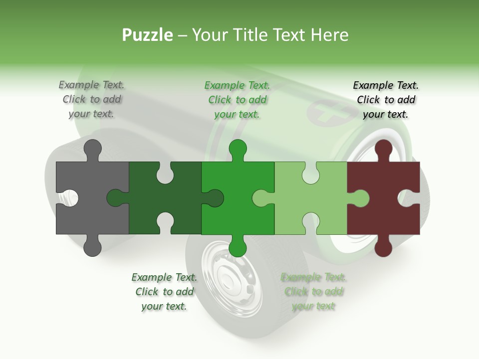 A Green Battery On Wheels With A White Background PowerPoint Template