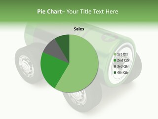 A Green Battery On Wheels With A White Background PowerPoint Template