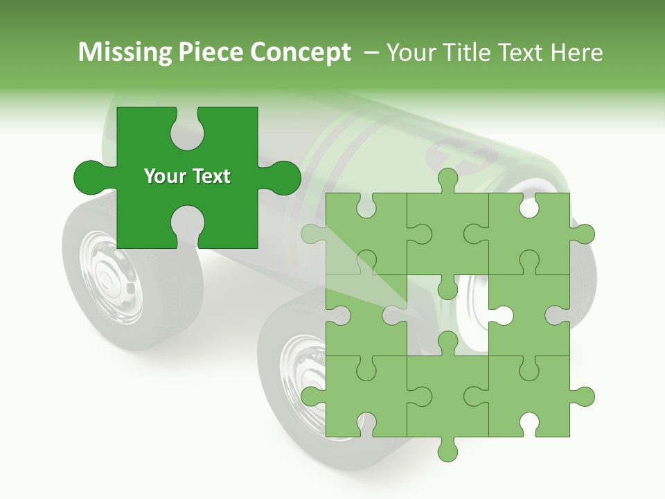 A Green Battery On Wheels With A White Background PowerPoint Template