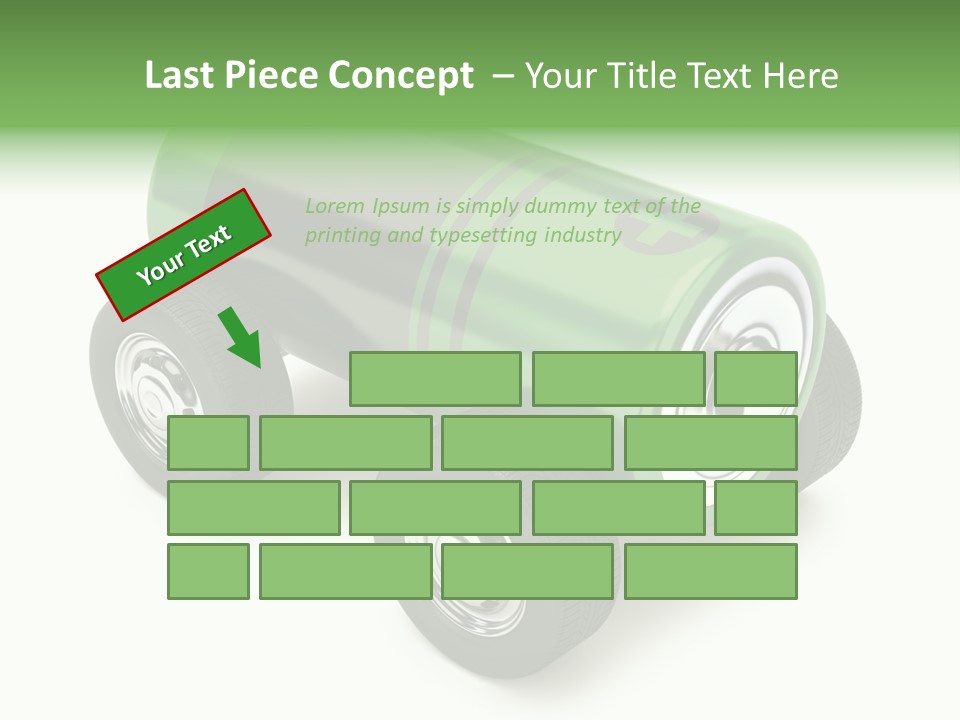 A Green Battery On Wheels With A White Background PowerPoint Template