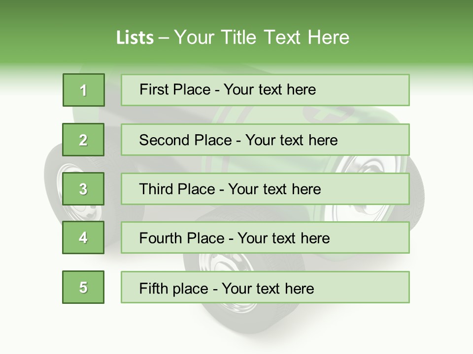 A Green Battery On Wheels With A White Background PowerPoint Template