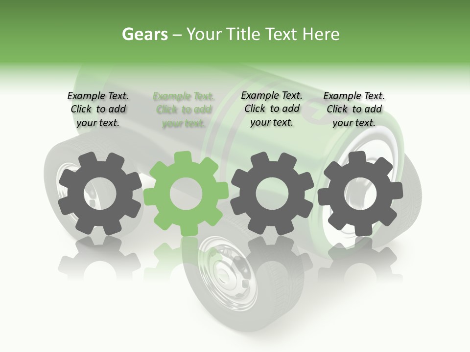 A Green Battery On Wheels With A White Background PowerPoint Template