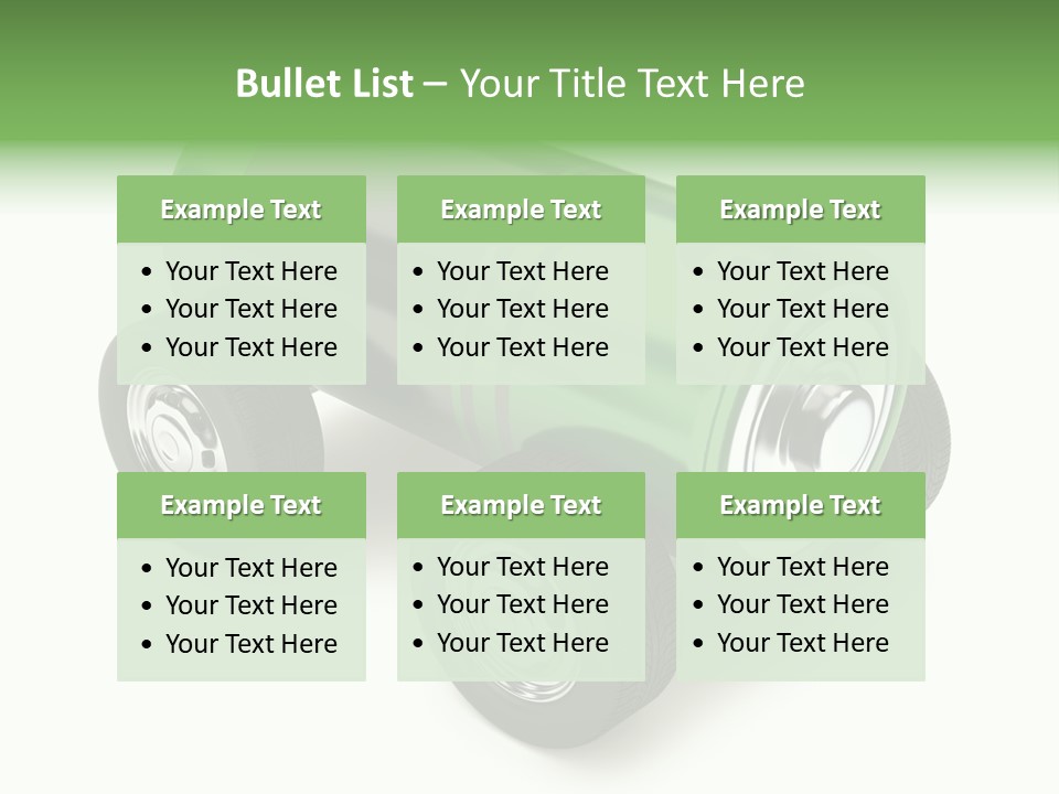 A Green Battery On Wheels With A White Background PowerPoint Template