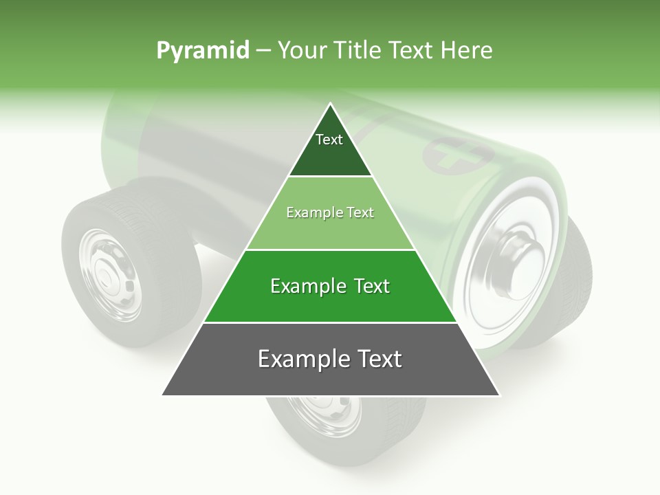 A Green Battery On Wheels With A White Background PowerPoint Template