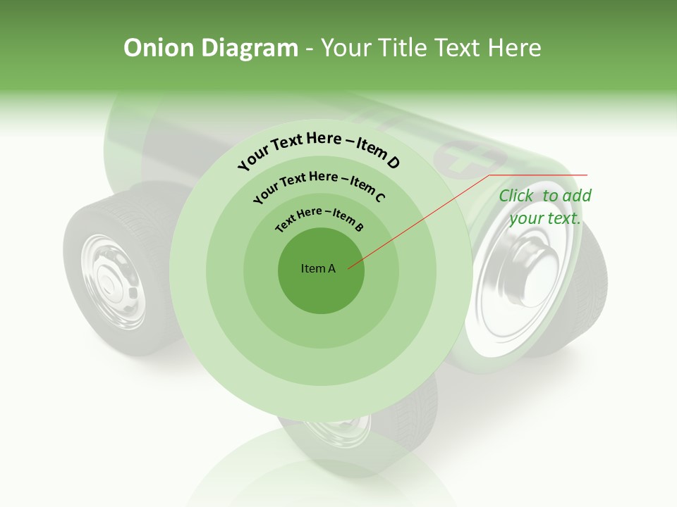 A Green Battery On Wheels With A White Background PowerPoint Template