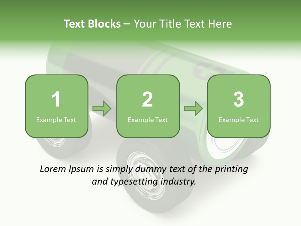 A Green Battery On Wheels With A White Background PowerPoint Template