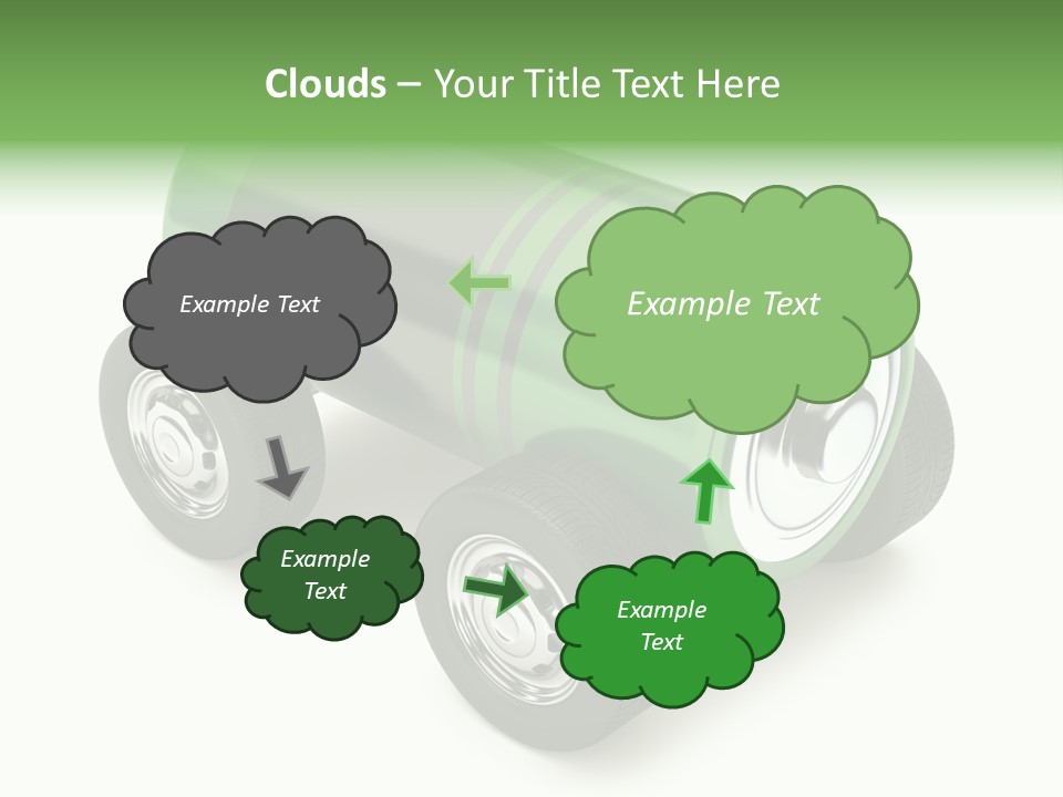A Green Battery On Wheels With A White Background PowerPoint Template