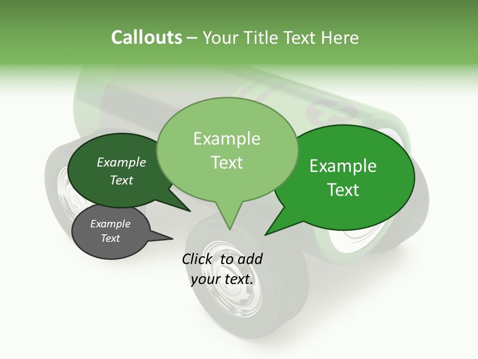 A Green Battery On Wheels With A White Background PowerPoint Template