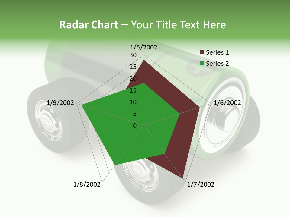A Green Battery On Wheels With A White Background PowerPoint Template