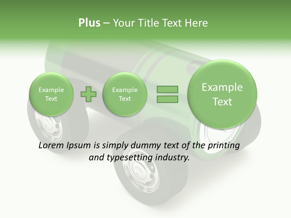 A Green Battery On Wheels With A White Background PowerPoint Template