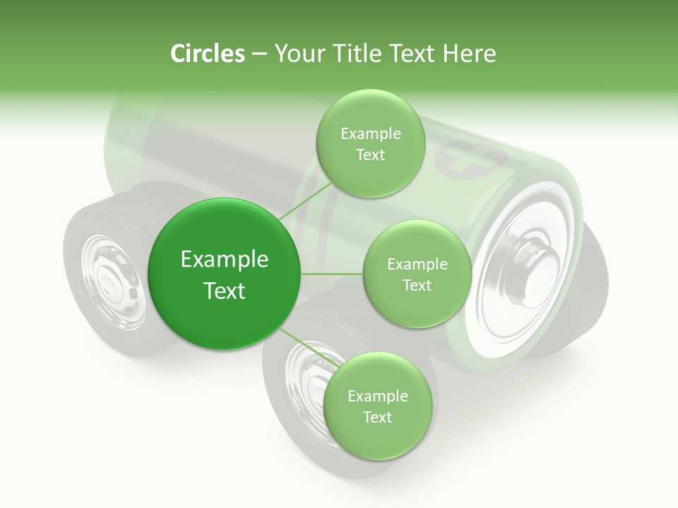 A Green Battery On Wheels With A White Background PowerPoint Template